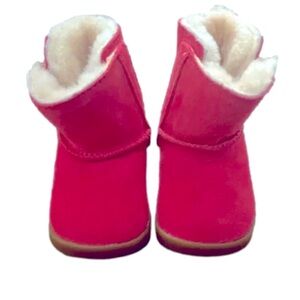 Fuchsia UGG Leather Infant Boots Size 8 Booties Baby Hot Pink Suede Fleece